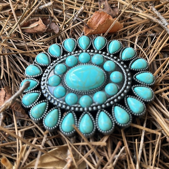 RELISTED Turquoise Concho Belt Buckle - Picture 4 of 6